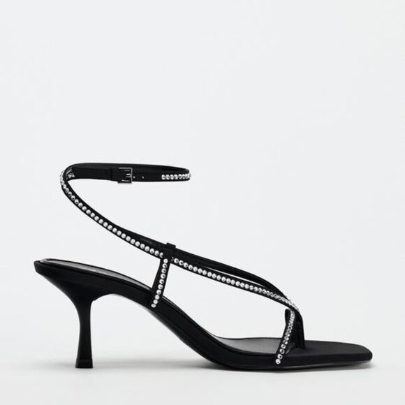 ZARA RHINESTONE HEELED SANDALS - Picture 1 of 1